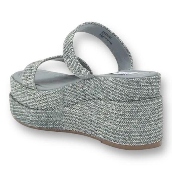 STEVE MADDEN Women’s Merrcer Platform Slide Sandals in the Size 9 in Blue Raffia - Picture 7 of 10